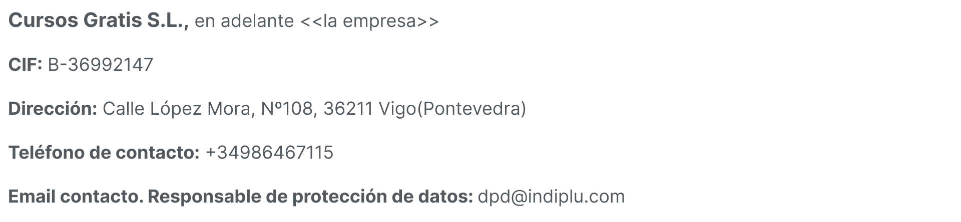 cursos gratis desempleados San Fernando política de privacidad